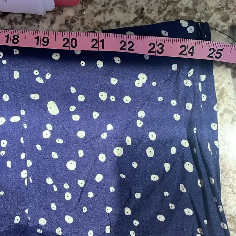 Leith Navy & White Peacoat Button Dots Skirt, NWT